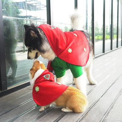 Embroidered red pet Christmas Cloak