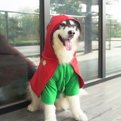 Embroidered red pet Christmas Cloak