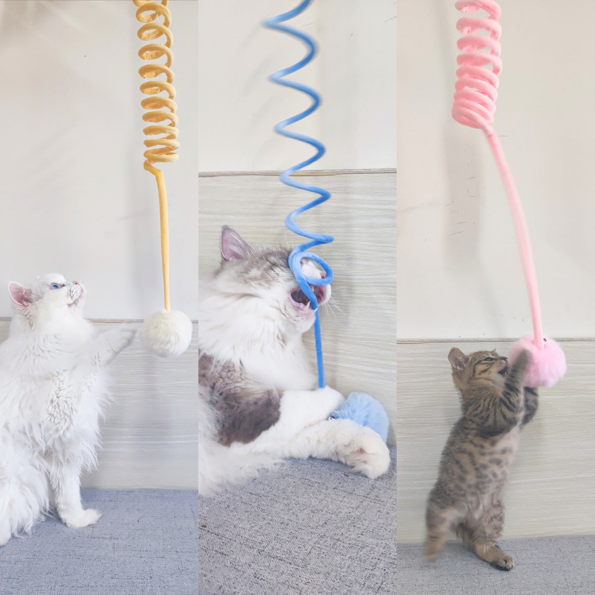 Self-Hi Sucker Spring Rabbit Hair Ball Cat Toy