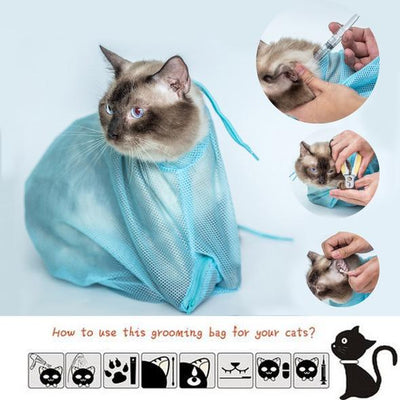 Multifunctional Polyester Cat Washing Shower Mesh Bags