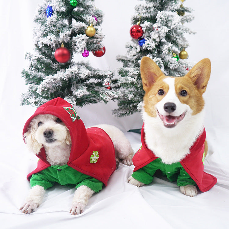 Embroidered red pet Christmas Cloak